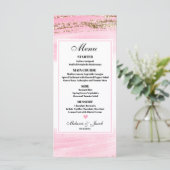 Watercolor Pink Gold 4x9 Flachmenü Karte (Stehend Vorderseite)