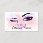 Watercolor Pink Gold Lashes Eyes White Chic Telefonnummerkarte (Vorderseite)