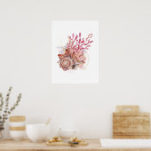 Watercolor Pink & Gold Seashell Moderne Kunst, Dic Poster (Küche)