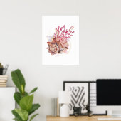 Watercolor Pink & Gold Seashell Moderne Kunst, Dic Poster (Heimbüro)