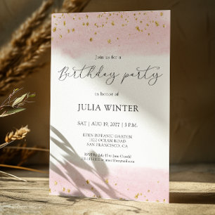 Watercolor Pink Gold Sparkone Geburtstagsparty Einladung