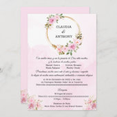 Watercolor Pink Gold Wedding Einladung (Vorne/Hinten)