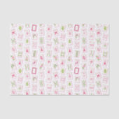 Watercolor Pink & Green Bow Mahjong Seidenpapier (Vorderseite)