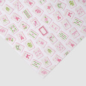 Watercolor Pink & Green Bow Mahjong Seidenpapier (Ausschnitt)