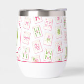 Watercolor Pink & Green Bow Mahjong Tiles Monogram (Links)