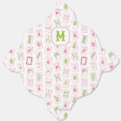 Watercolor Pink & Green Bow Mahjong Tiles Monogram Geschenkschachtel (Ungefaltet)