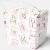 Watercolor Pink & Green Bow Mahjong Tiles Monogram Geschenkschachtel (Rückseite)