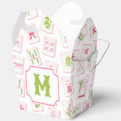 Watercolor Pink & Green Bow Mahjong Tiles Monogram Geschenkschachtel (Offen)