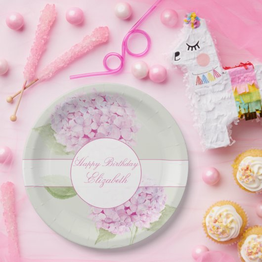 Watercolor Pink Hydrangea Invitation Pappteller (Party)