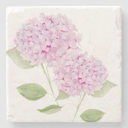 Watercolor Pink Hydrangea Steinuntersetzer (Vorderseite)