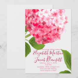 Watercolor Pink Hydrangea Virtual Wedding Einladung