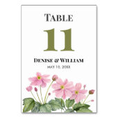 Watercolor Pink Japanisch-Anemone-Hochzeit Tischnummer (Vorderseite)