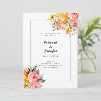 Watercolor Pink Lemonade Hochzeit Einladung
