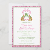 Watercolor Pink Leopard Monogram Crest Party Einladung (Vorderseite)