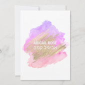 Watercolor Pink Lila Gold BAT MITZVAH Star David Einladung (Rückseite)