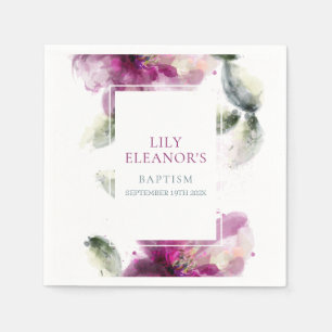 Watercolor Pink Lily Taufe Christening Serviette