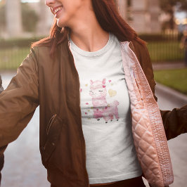 Watercolor Pink Llama T-Shirt