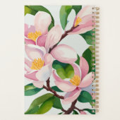 Watercolor Pink Magnolia Moderne Kunst, Dichtung u Planer (Rückseite)