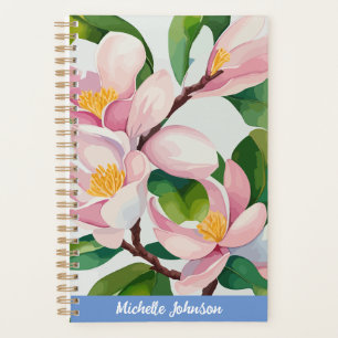 Watercolor Pink Magnolia Moderne Kunst, Dichtung u Planer