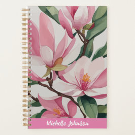 Watercolor Pink Magnolia Moderne Kunst, Dichtung u Planer