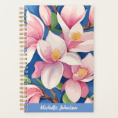 Watercolor Pink Magnolia Moderne Kunst, Dichtung u Planer (Vorderseite)