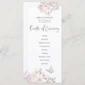 Watercolor Pink Magnolias Butterfly Script Hochzei Programm (Vorne/Hinten)