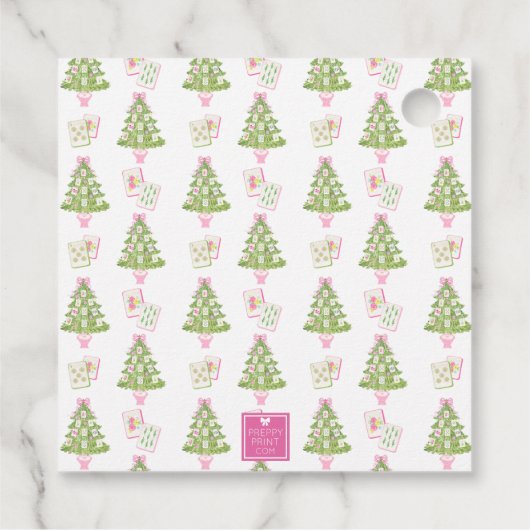 Watercolor Pink Mahjong Weihnachtsbaum Geschenkanhänger (Rückseite)
