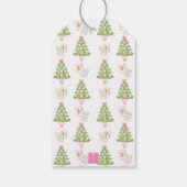 Watercolor Pink Mahjong Weihnachtsbaum Geschenkanhänger (Rückseite)