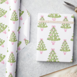 Watercolor Pink Mahjong Weihnachtsbaum Geschenkpapier