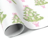 Watercolor Pink Mahjong Weihnachtsbaum Geschenkpapier (Rolleneckpunkt)