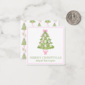 Watercolor Pink Mahjong Weihnachtsbaum Mitteilungskarte (Vorderseite/Rückseite Beispiel)