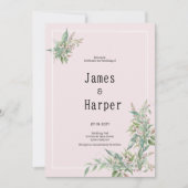 Watercolor pink mint flower bouquet Wedding Einladung (Vorderseite)