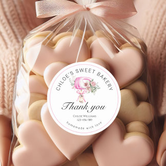 Watercolor Pink Mixer Backen Vielen Dank Runder Aufkleber