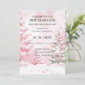 Watercolor Pink New Year's Eve Party Einladung (Stehend Vorderseite)