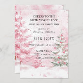 Watercolor Pink New Year's Eve Party Einladung (Vorne/Hinten)