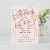 Watercolor Pink Nursery Baby Shower Invitation Einladung (Stehend Vorderseite)