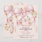 Watercolor Pink Nursery Baby Shower Invitation Einladung (Vorne/Hinten)