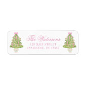 Watercolor Pink Nutcracker Weihnachtsbaumadresse (Vorne)
