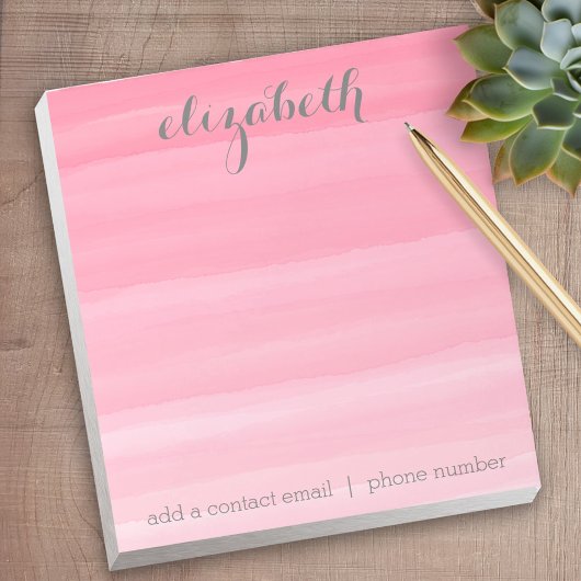 Watercolor Pink Ombre Feminine Office Suite Notizblock