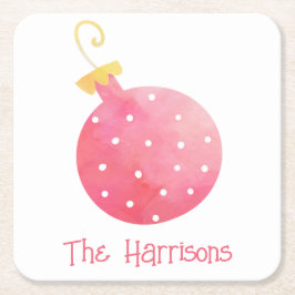Watercolor Pink Ornament Weihnachtspapier Unterset Rechteckiger Pappuntersetzer