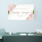 Watercolor Pink Peonies Wedding Banner (Messeveranstaltung)