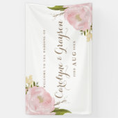 Watercolor Pink Peonies Wedding Banner (Vertikal)