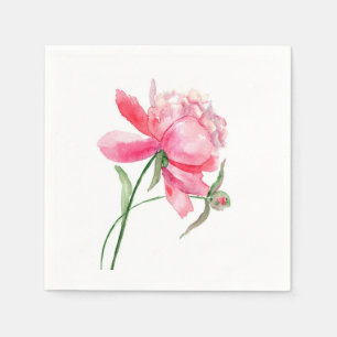 WATERCOLOR Pink PEONY Napkins Serviette