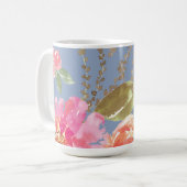 Watercolor Pink Peony Pattern Kaffeetasse (Vorderseite Links)