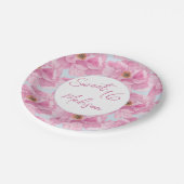 Watercolor Pink Peony Sweet 16 Party Pappteller (Schrägansicht)