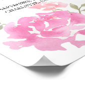 Watercolor Pink Peonys Brautparty Script Poster (Ecke)