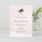 Watercolor Pink Piano Einladung (Stehend Vorderseite)
