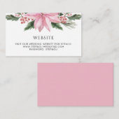Watercolor Pink Poinsettia Winter Wedding Website Begleitkarte (Vorne/Hinten)