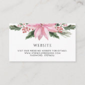 Watercolor Pink Poinsettia Winter Wedding Website Begleitkarte (Vorderseite)