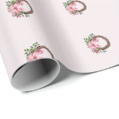 Watercolor Pink Poinsettia Wreath Pattern Geschenkpapier (Rolleneckpunkt)